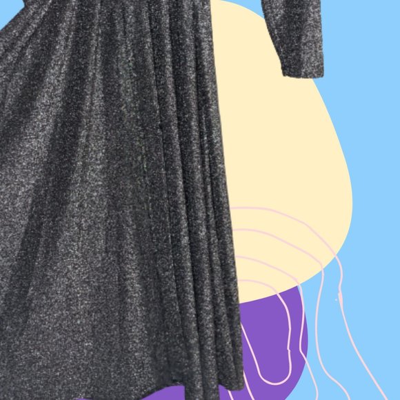 Plus Black and Silver Faux-Neck Dress - Picture 3 of 3